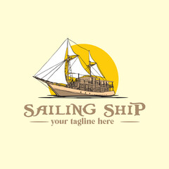 Pinisi boat vector logo