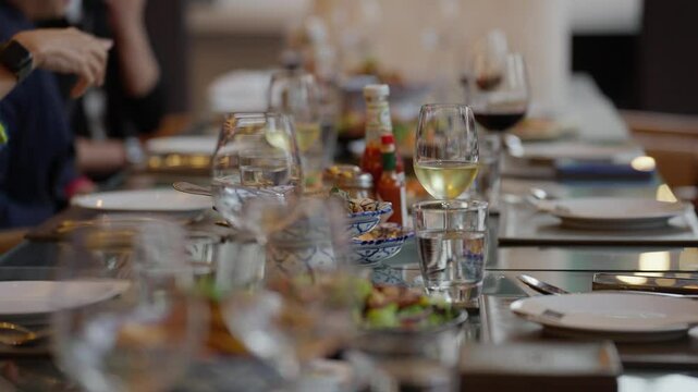 Exclusive private event with business leaders, The setup for business networking dinner in elegant hotel setting for gatherings, Business networking dinner
