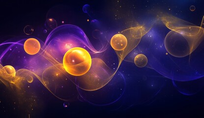Abstract Vibrant Space with Colorful Orbs and Light Waves