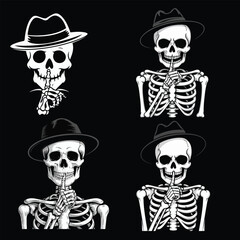 Skeletons  Gesture - Vintage Style Vector Illustration
