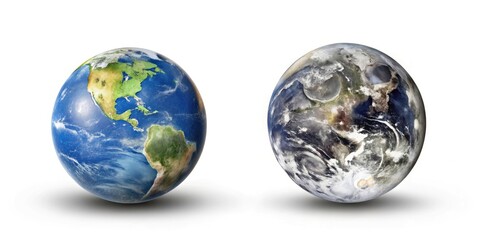 Obraz premium A Stunning Celestial Portrait Earth and Moon in Cosmic Embrace Breathtaking Space Photography