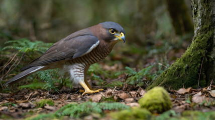 Obraz premium Eurasian Sparrowhawk in forest.