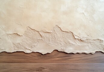 Fototapeta premium Textured Wall and Wooden Floor with Natural Tones and Patterns