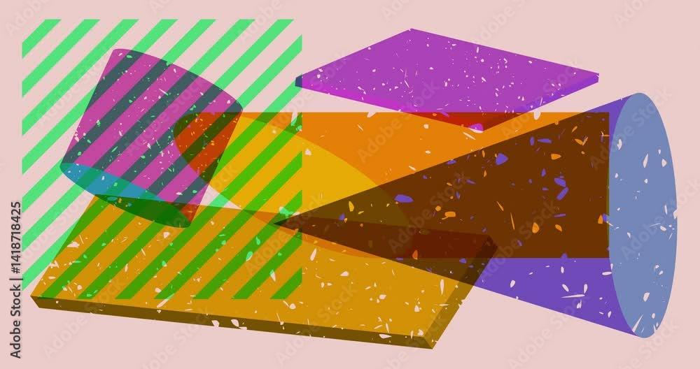Aufkleber colorful geometric shapes animation. object in trendy riso graph design. geometry elements abstract 