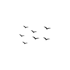 Flying birds silhouette flock. Vector illustration 