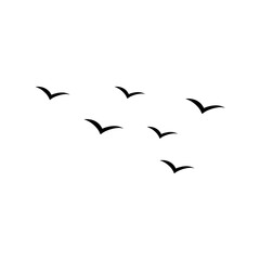 Flying birds silhouette flock. Vector illustration 