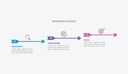 3 step or option infographic template design vector with Arrow and line for business and presentation company
