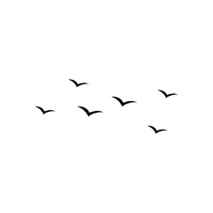 Flying birds silhouette flock. Vector illustration 