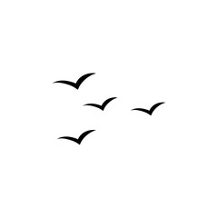 Flying birds silhouette flock. Vector illustration 