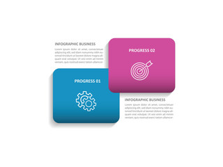 2 step infographic template or vector option with symbol for business and presentation 