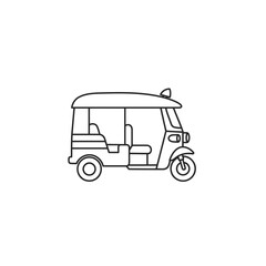 Naklejka premium Auto Rickshaw Line Art Illustration of a Three-Wheeled Vehicle