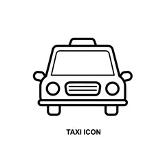 Obraz premium Black and White Taxi Icon Simple Line Art Vector Illustration for Transportation Design