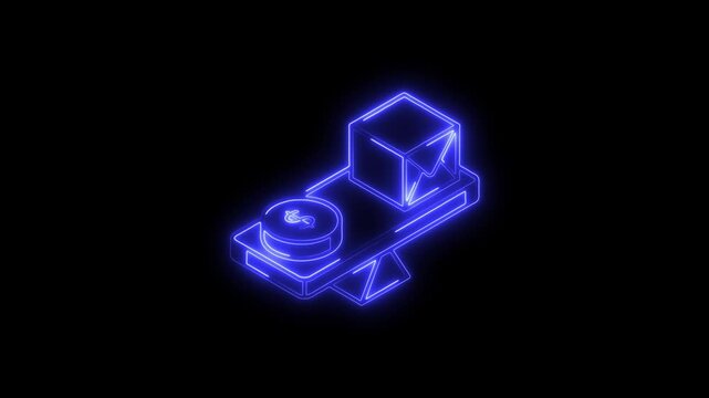 Glowing neon stability icon 4k  isolated on black background. HD Video motion graphic animation