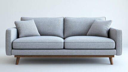 Fototapeta premium Light gray two seat sofa with two matching pillows