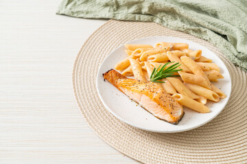 salmon with penne pasta cream sauce