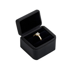 luxurious diamond ring presented in black velvet box, perfect for special occasions and memorable gifts on transparent background