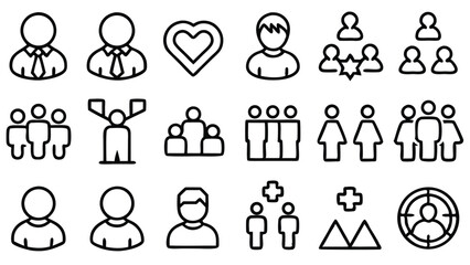 Fototapeta premium Collection of Simple Line Icons for People Teamwork and Relationships