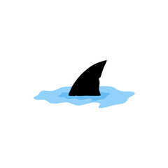Predatory shark fin underwater with waves