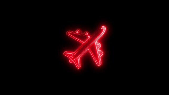 "Neon Airplane Mode Icon &ndash; Glowing Flight Symbol in Futuristic Style"