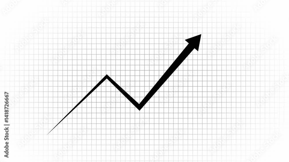 Poster animated arrow growth up and down icon on background. abstract business graph chart icon animation .