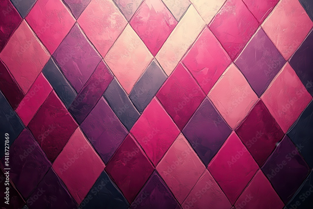 Poster pink diamond pattern with a rough, painterly texture effect background. great for adding unique back