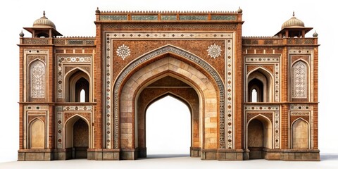 Obraz premium Long Exposure Photography: Delhi's Arab Sarai Gateway - Night Lights, Historical Architecture, India