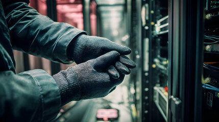 server repair officer checking the server