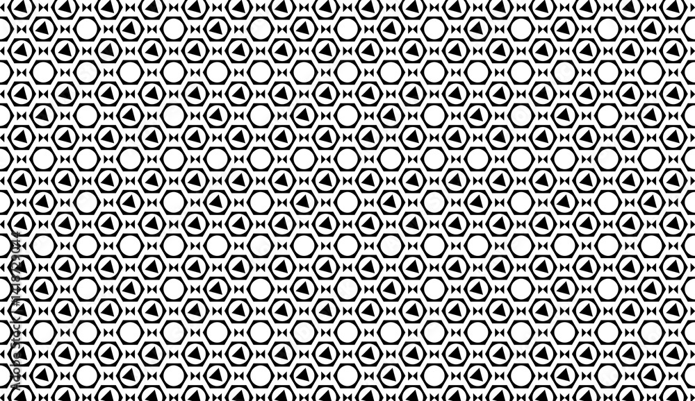 Poster seamless geometric pattern with triangles and hexagons creating an optical illusion