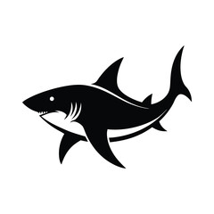 Obraz premium Shark icon of silhouette vector illustration on white background