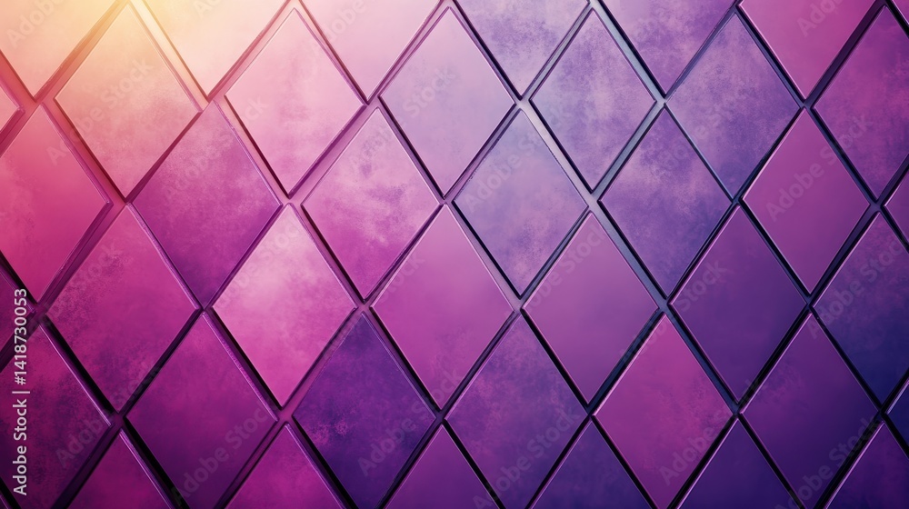 Poster purple diamond tile pattern with a gradient textured background. use for modern designs or abstract 