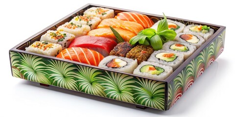 Delicious Sushi Box, Japanese Food, Bento Box, Seafood, Raw Fish, Rice, Rolls, Maki, Sashimi,  Sushi Delivery, Takeout, Restaurant, Asian Cuisine, Gourmet Food, Healthy Meal Prep