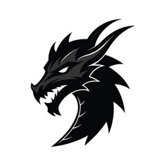 A Dragon head icon of silhouette vector illustration