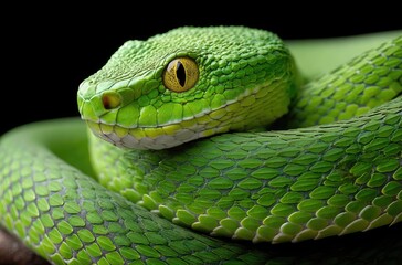 Fototapeta premium beautiful photo of a Green snake on a branch