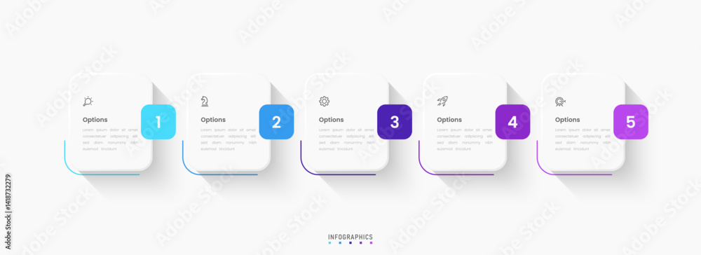 Wall mural vector infographic label design template with icons and 5 options or steps. can be used for process 