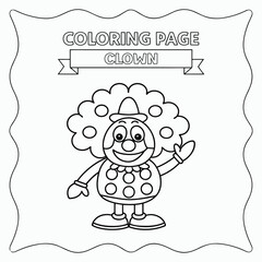 Clown Emoticon Cartoon Character – Black and White Line Drawing, Coloring Book Page. April Fools Day.