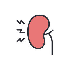 Kidney pain colored icons, minimalist vector illustration ,simple transparent graphic element .Isolated on white background