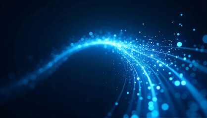 Obraz premium Abstract Blue Light Trails with Sparkling Effects