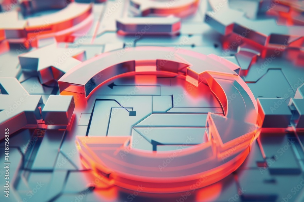 Poster abstract circular arrows and circuitry: a futuristic digital network concept