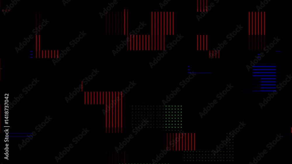 Poster distorted pixelated digital pattern on black background