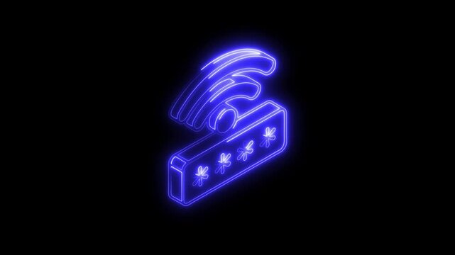 Glowing neon wifi icon 4k  isolated on black background. HD Video motion graphic animation