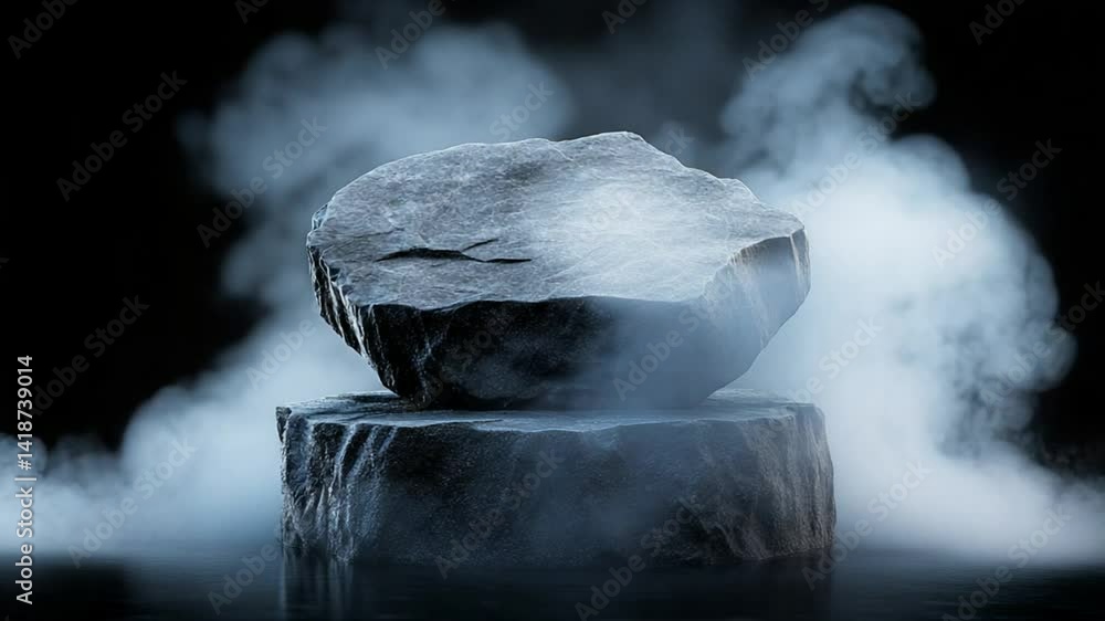 Aufkleber abstract concept of two rocks emerging from misty background in dark environment
