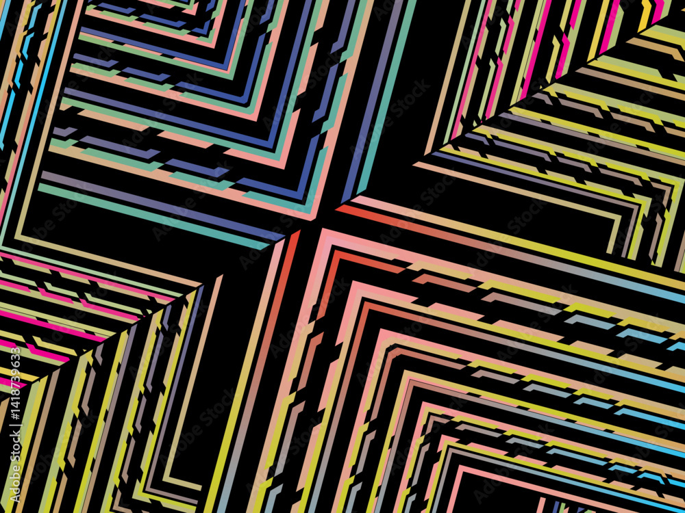 Fototapete colorful lines on black background. vector minimal line background with text for social media covers