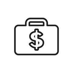Financial Success Line Art Icon of Briefcase with Dollar Sign  Business, Finance, Investment Concept