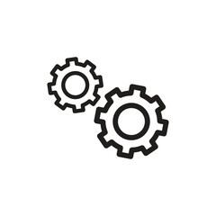 Interlocking Gears Teamwork, Mechanism, Engineering, Technology Icon  Black and White Vector Illustration