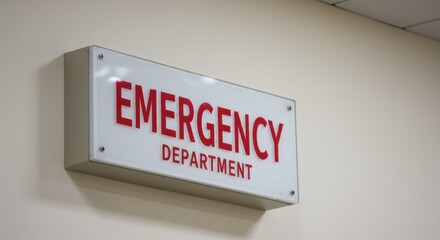 Emergency Department Sign Inside Hospital Building