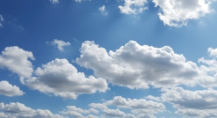 Fototapeta premium Scattered Cumulus Clouds in Bright Blue Sky on a Clear Day