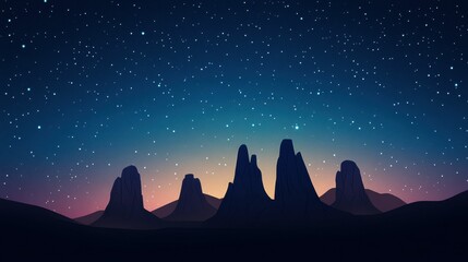 Fototapeta premium Starry night sky over silhouetted mountain range.