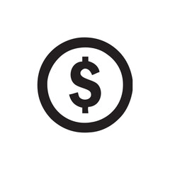 Bold Black Dollar Sign Icon in Circle Finance, Money, Currency Symbol Graphic