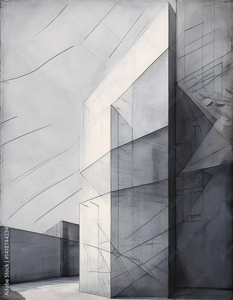 Poster abstract architectural design with glass and linear elements