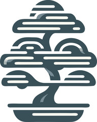 Minimalist hinoki cypress bonsai logo. Stylized Bonsai Tree Icon: Minimalist Line Art Design